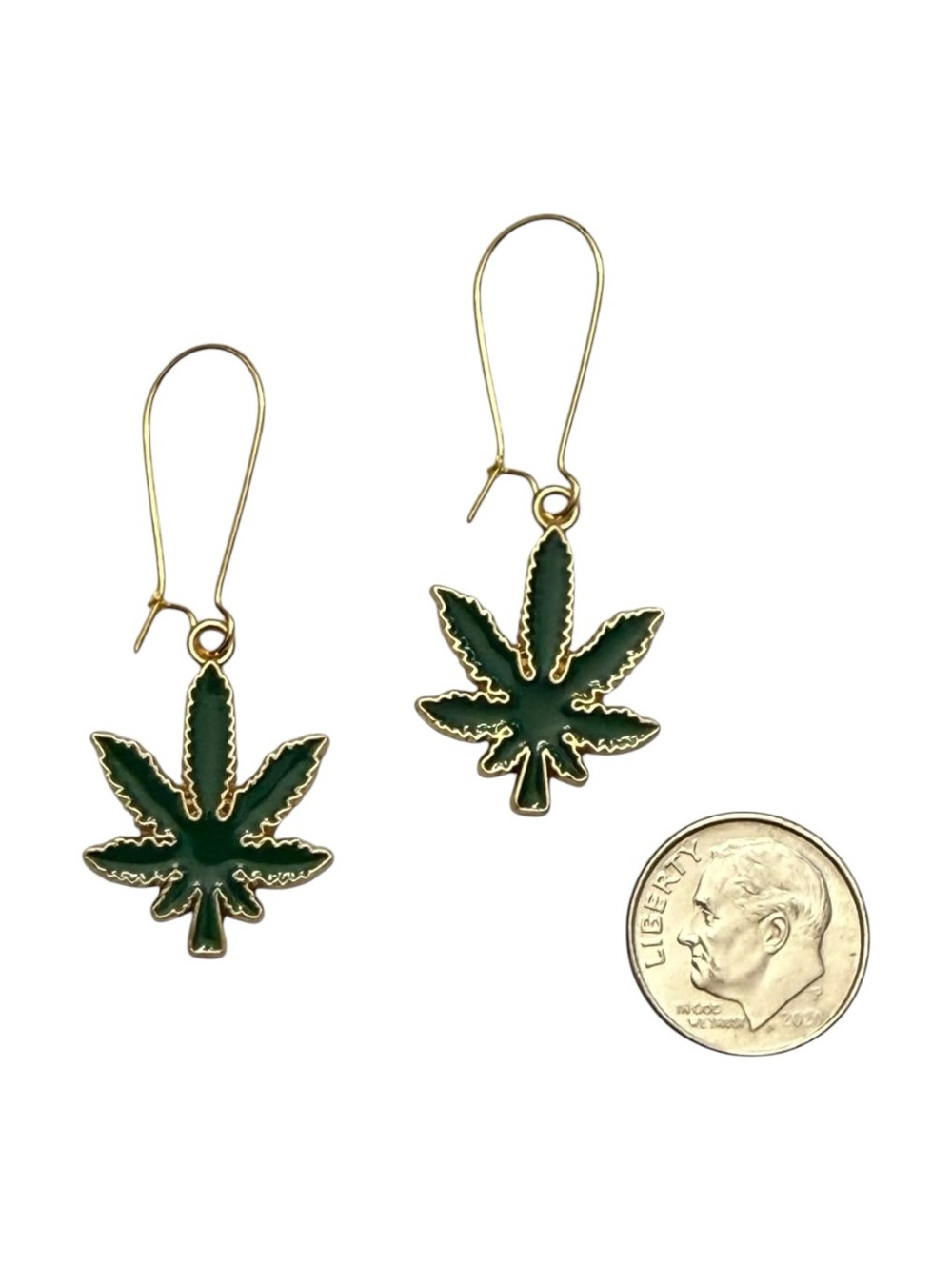 2 for $15 Gold-Tone Green Leaf Drop Earrings